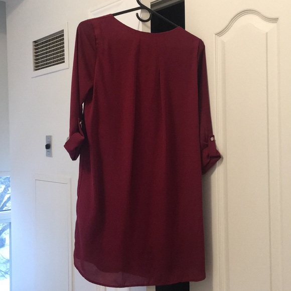 Plum 3/4 sleeve shirt dress - Picture 3 of 4
